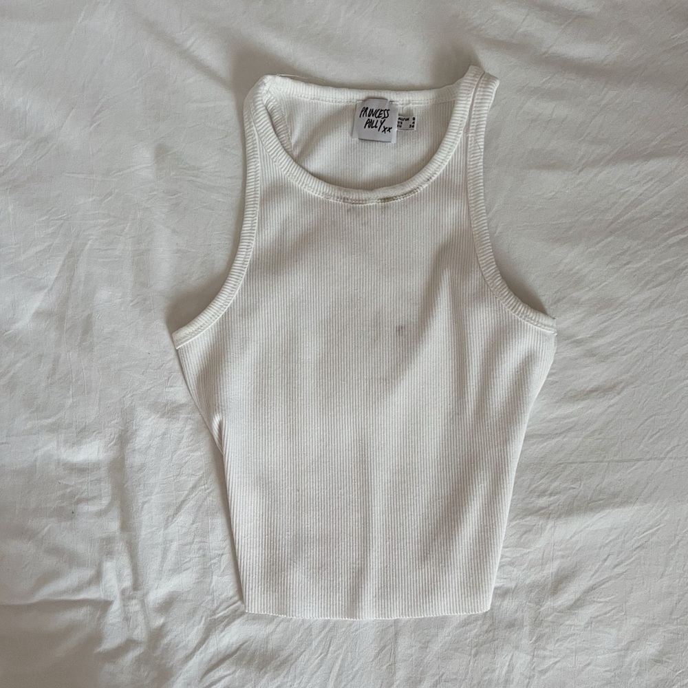 NO LONGER SOLD Princess Polly Rib White Tank Top